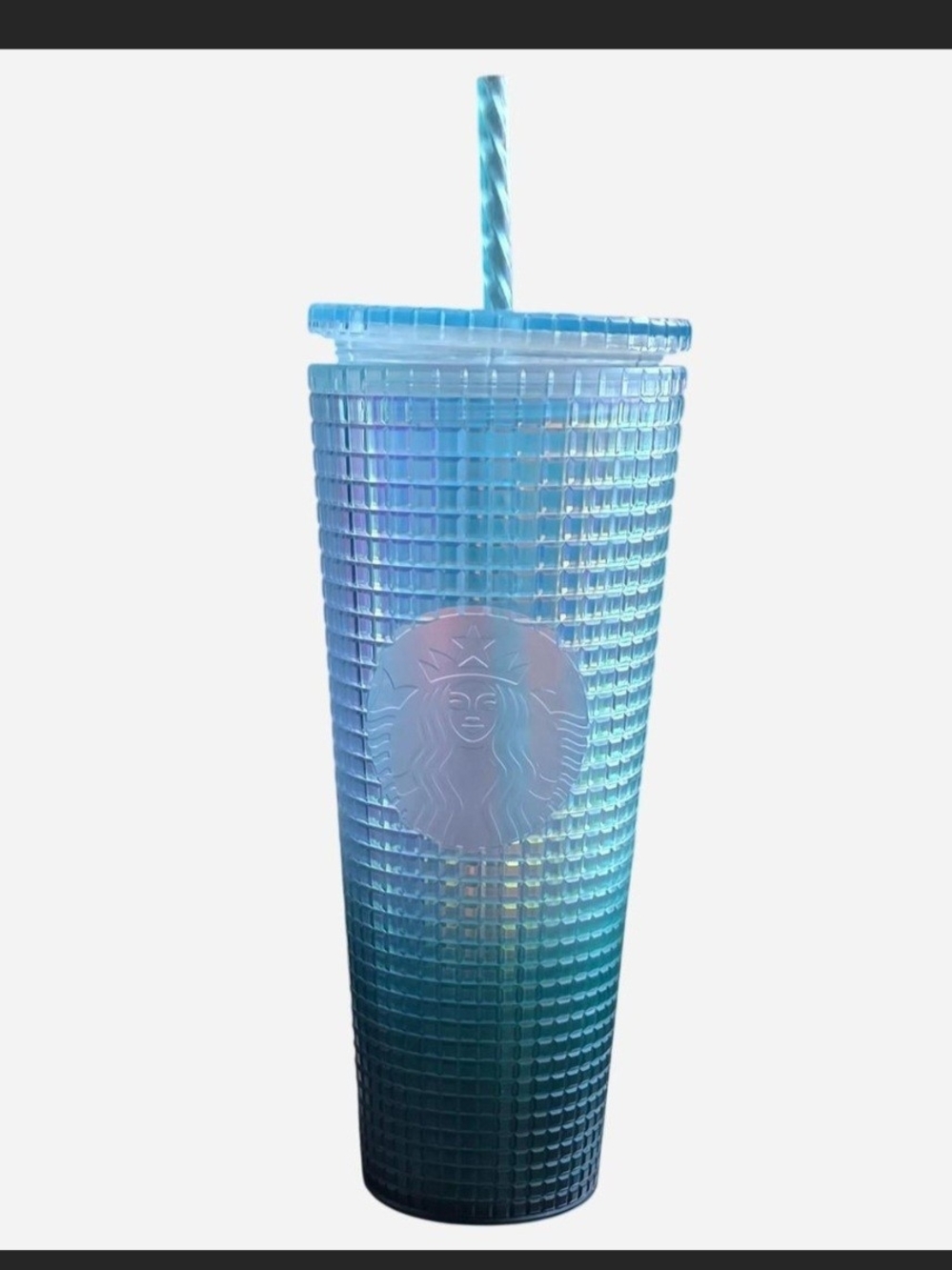 Starbucks Blue Ombre Studded Cold Cup with Striped Straw